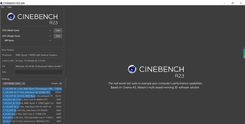 Cinebench рейтинг процессоров r23