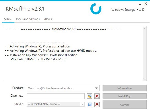 download the last version for windows KMSOffline 2.3.9