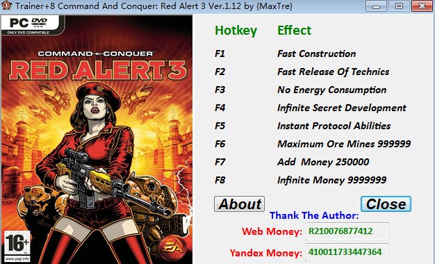 命令与征服红色警戒修改器八项修改